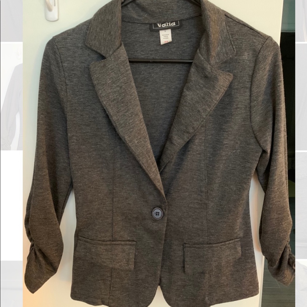 Valia Grey One Button Blazer